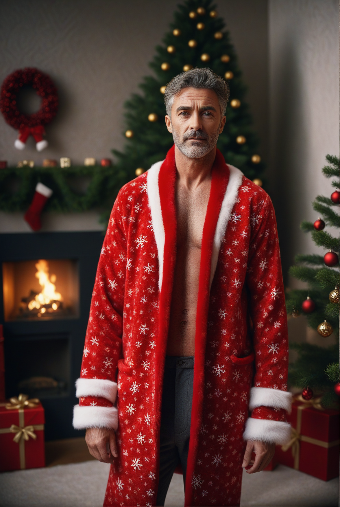 Men's Christmas Snowflake Fleece Robe