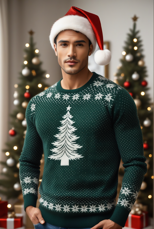 Men's Green Christmas Tree Sweater