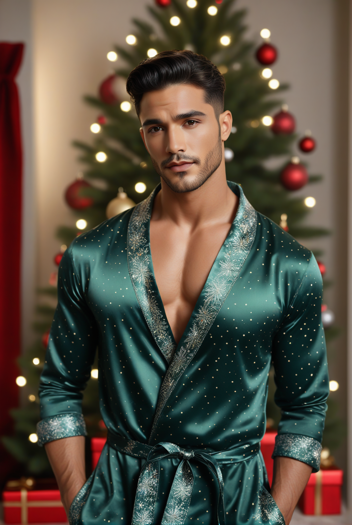 Men's Elegant Satin Holiday Robe