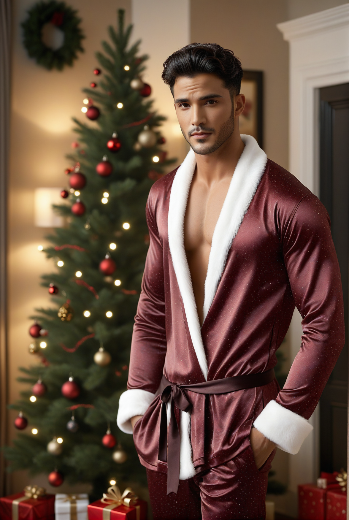 Men's Luxurious Velvet Christmas Robe