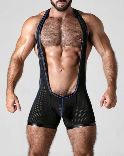 Fabpride Men's Deep-Cut Mesh Singlet Bodysuit