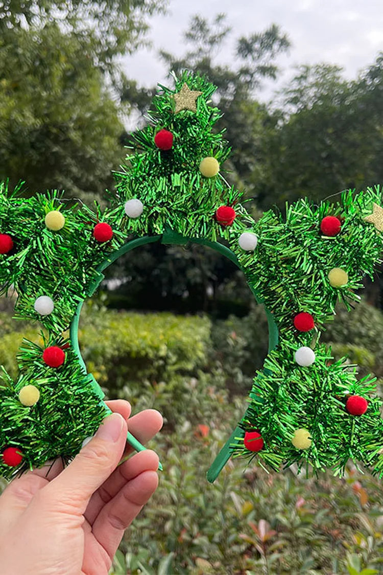 Christmas Tree Headband with Tinsel & Bauble Decorations