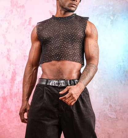 Unisex Sheer Mesh Crop Top – Perfect for Rave, Party, Gothic, and Festival Wear