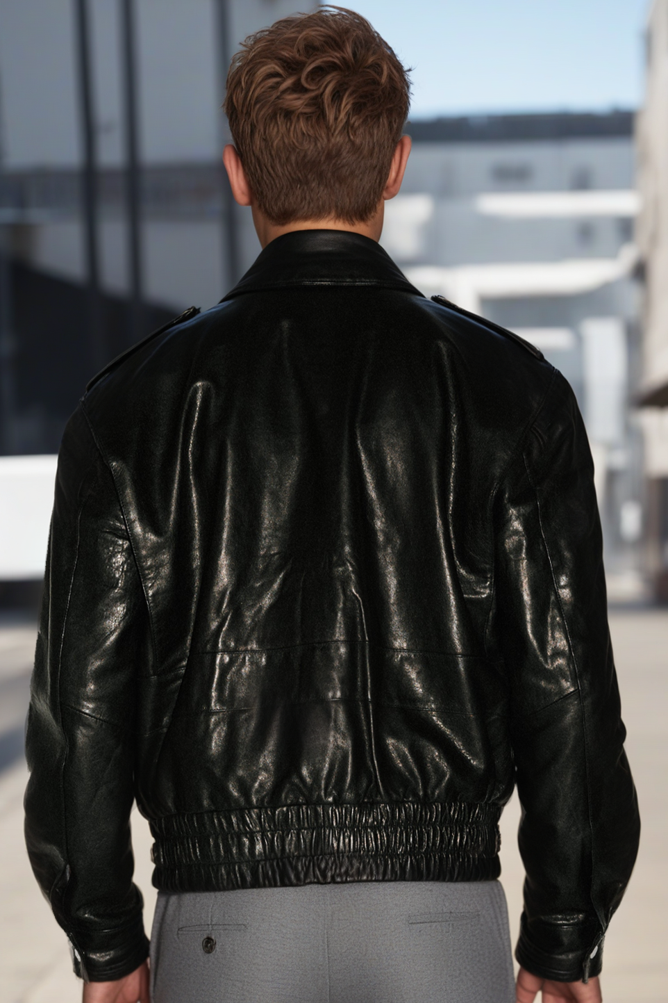 Men's Black Leather Flight Jacket