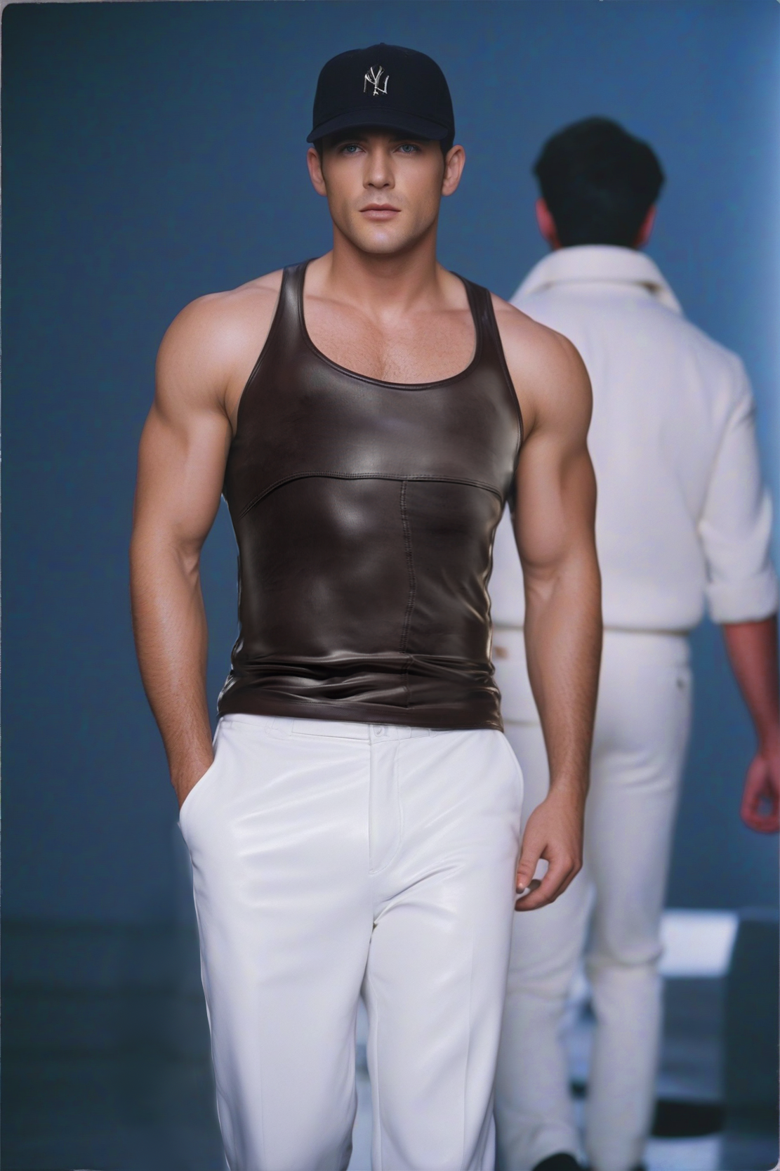 Men's Brown X-Neckline Tank Top