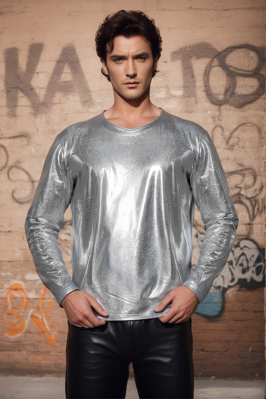 Metallic Silver Relaxed Fit Festival Shirt