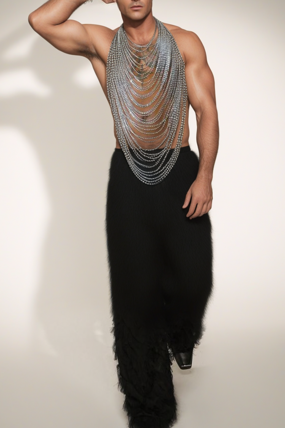 Men’s Draped Metal Chain Top