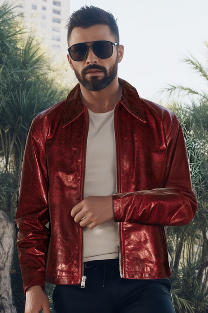 Cherry Leather Blouson Jacket