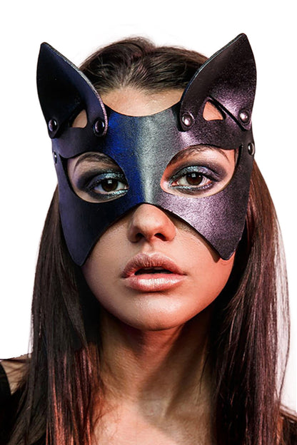 PU Leather Cat Mask with Metal Rivets