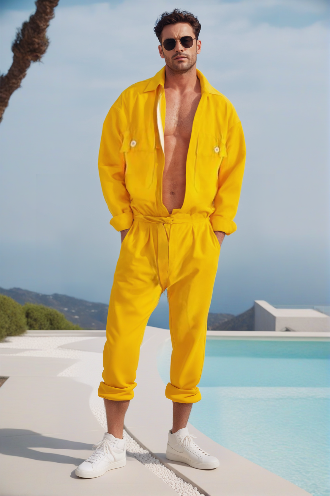 Fabpride Contemporary Yellow Men's Jumpsuit