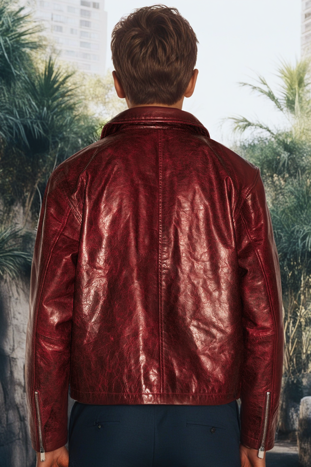 Cherry Leather Blouson Jacket