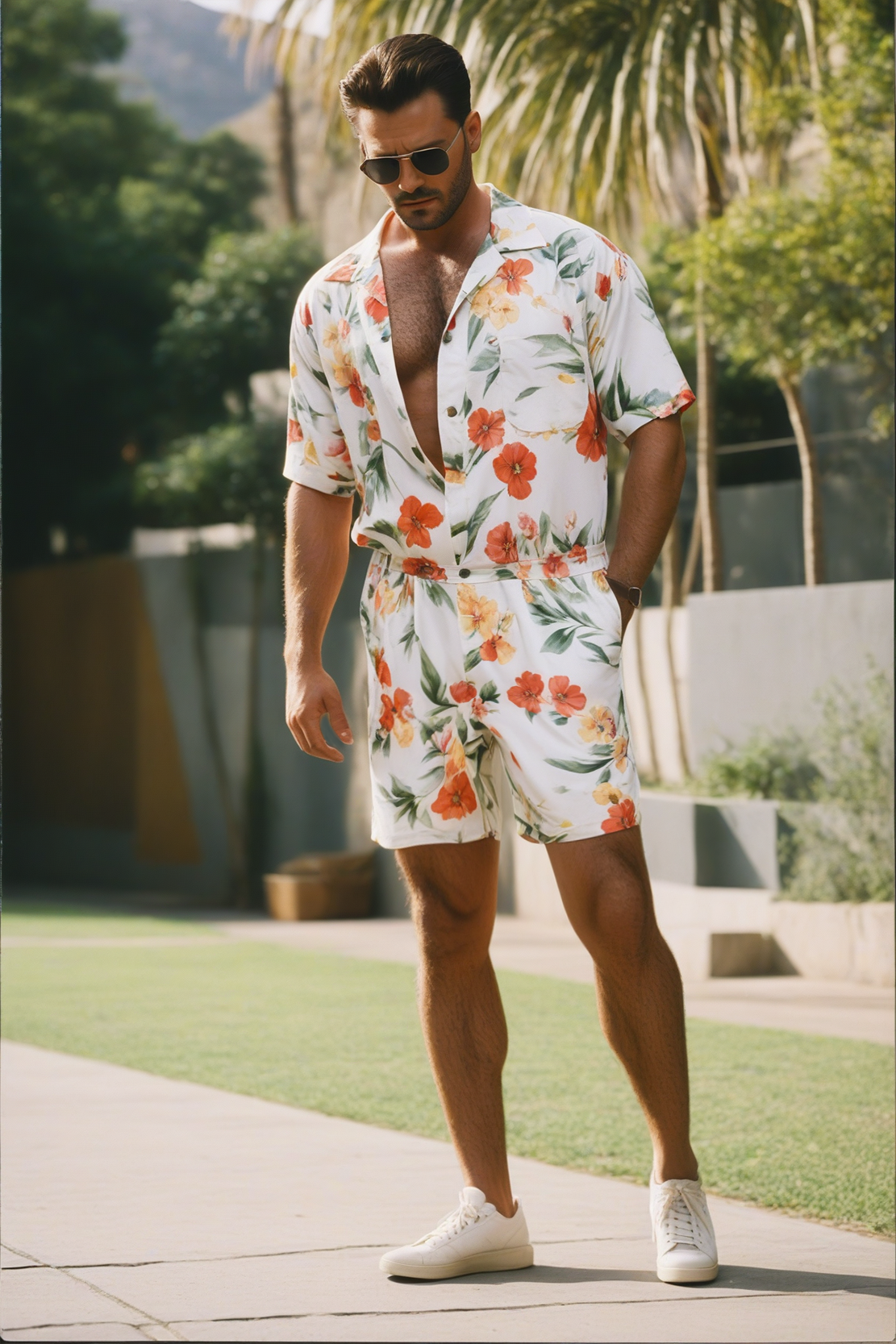 Men's printed holiday suit