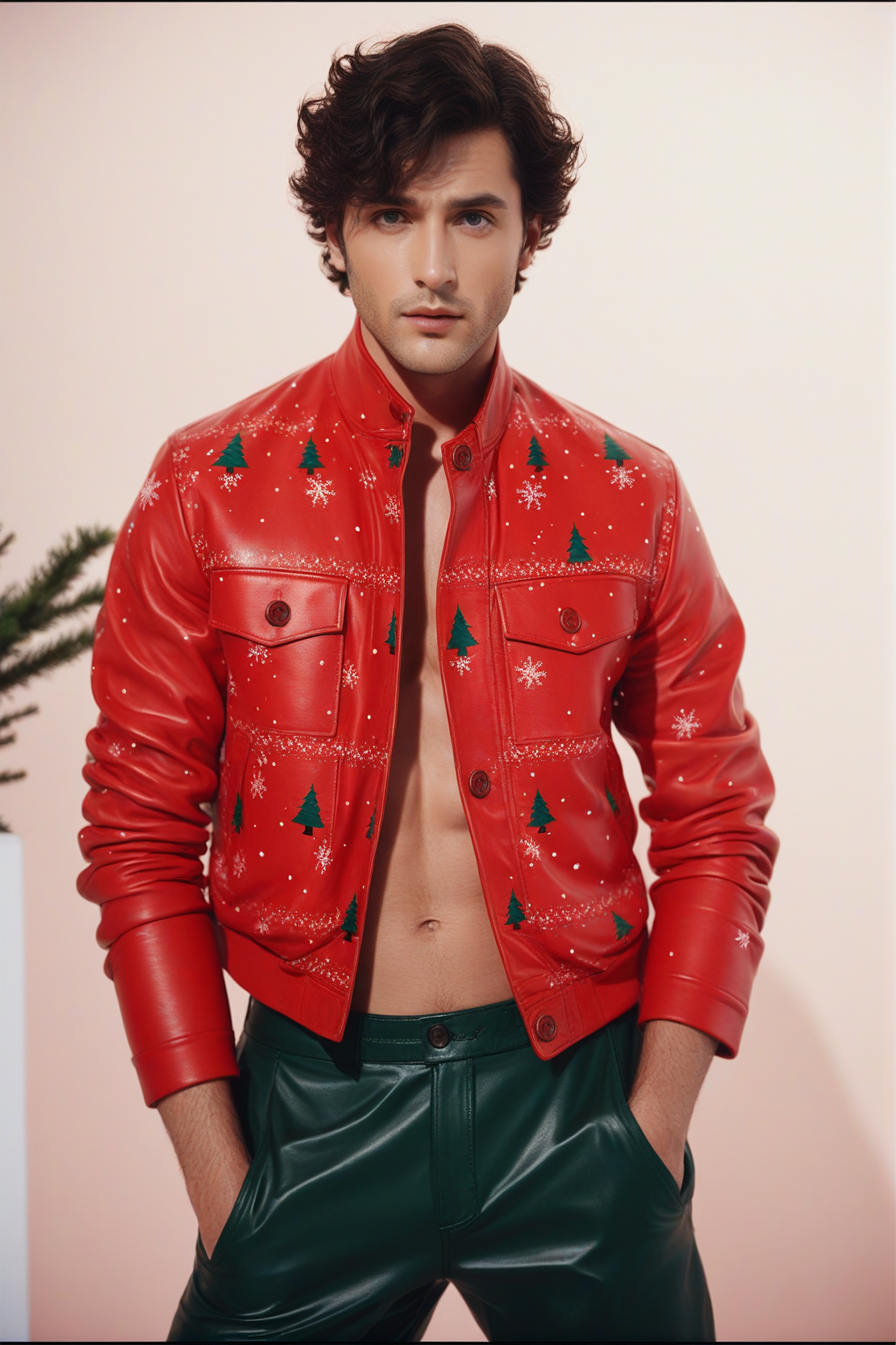 Fabpride Men's Christmas Red Jacket