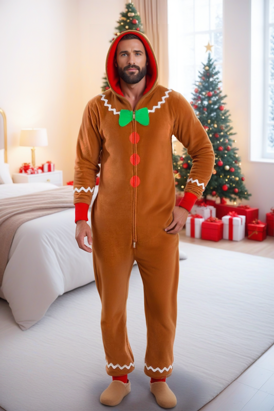 Men's Christmas Gingerbread Man Jumpsuit