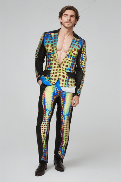 Men's Digital Printed Body Pattern Long Sleeve Suit Set