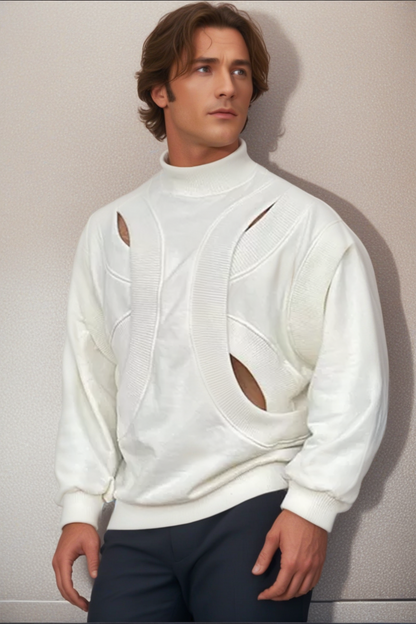 Men's Unique Patchwork Turtleneck Top