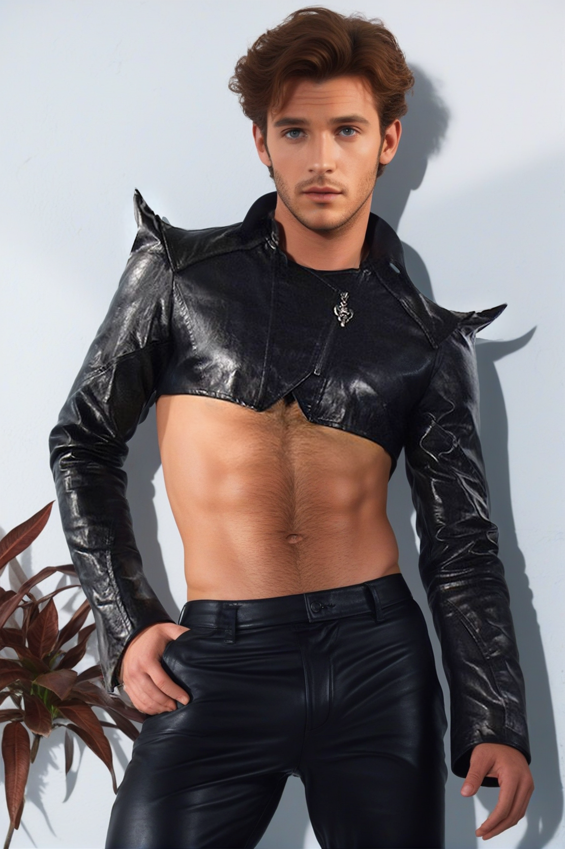 Stylish Faux Leather Cropped Jacket