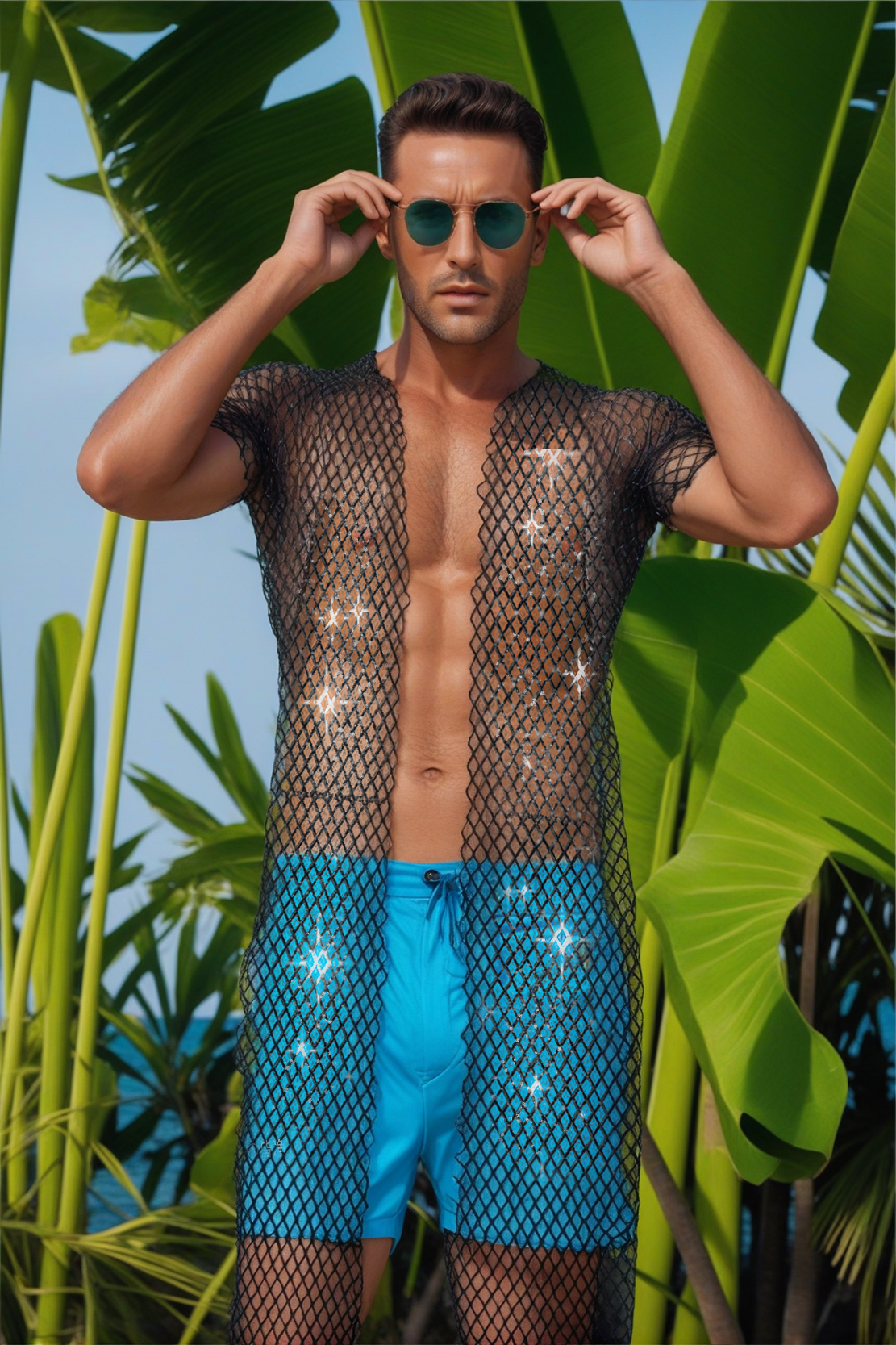 Stylish See-Through Mesh Beach Cover-Up