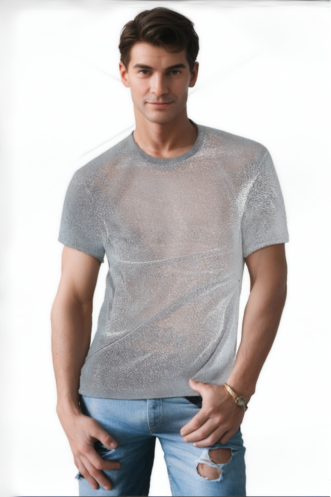 Men's Summer Casual T-Shirt with Glossy Print