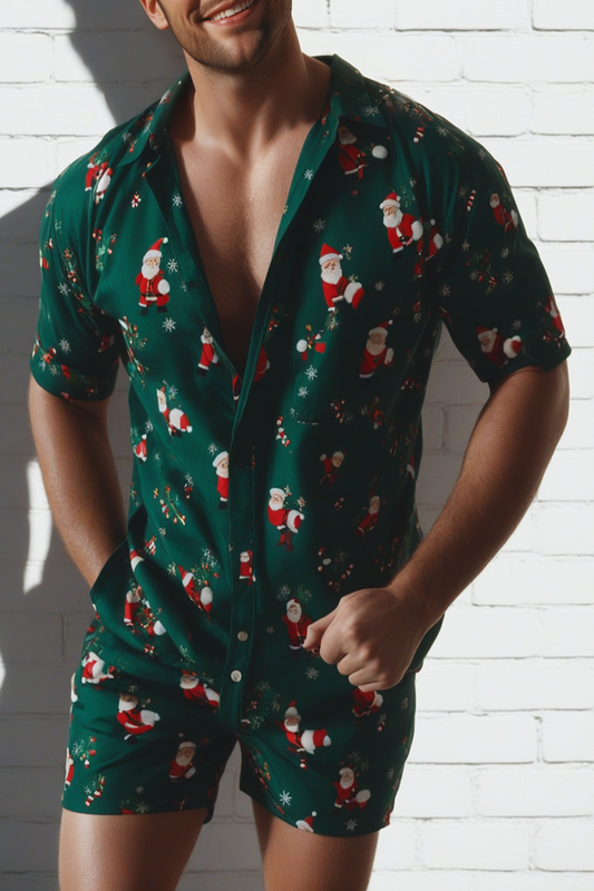 Fabpride Men's Christmas Print Short Set