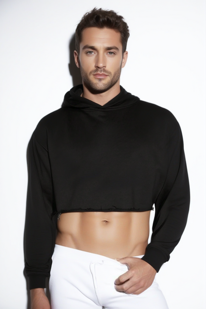 Men's Black Cut-Off Hoodie