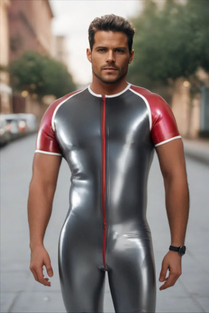 Latex Raglan Sleeve Surfsuit with Contrast Trim Detailing