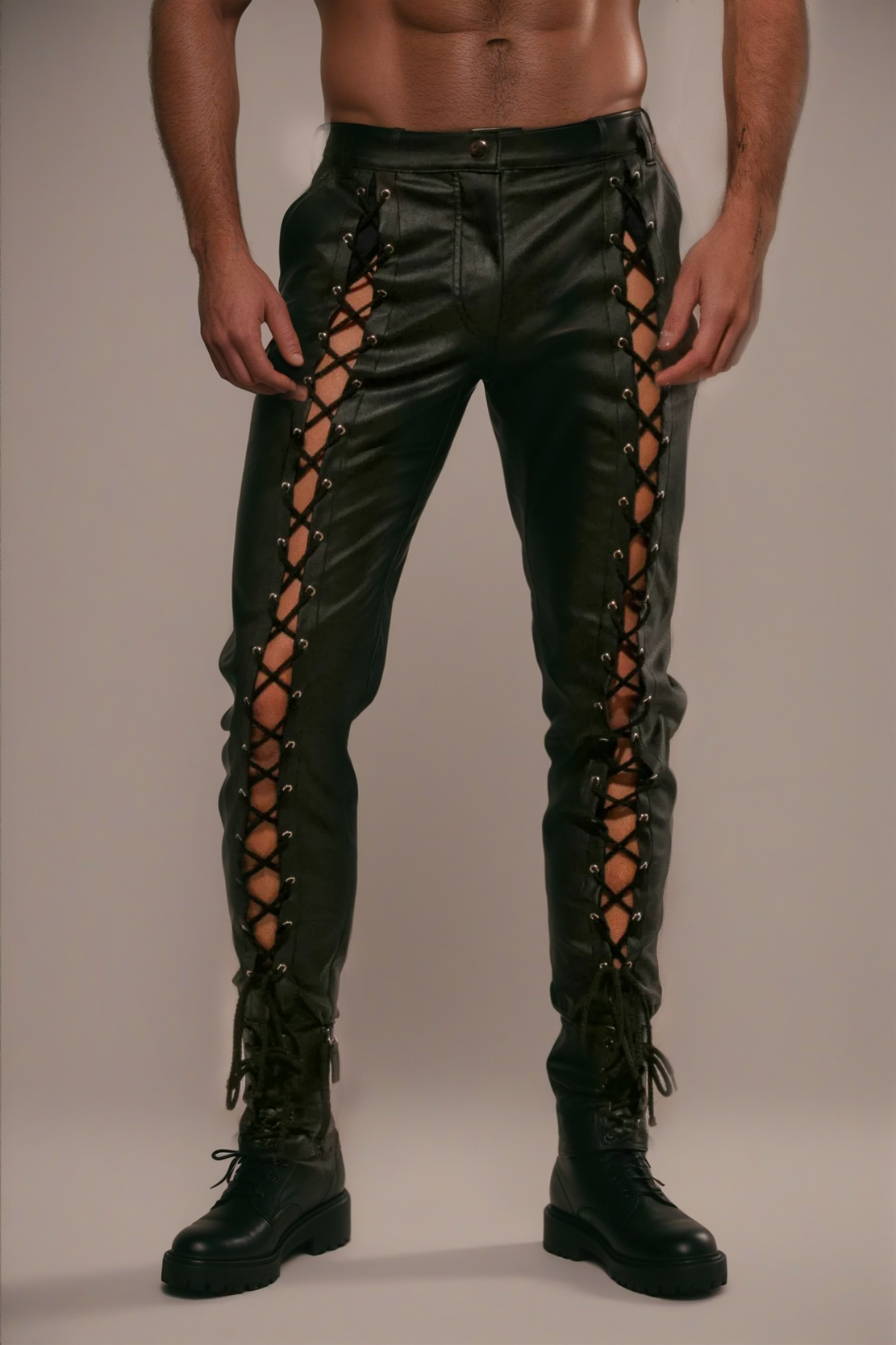 Edgy street style rope pants