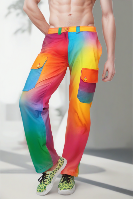 Rainbow Gradient Cargo Pants