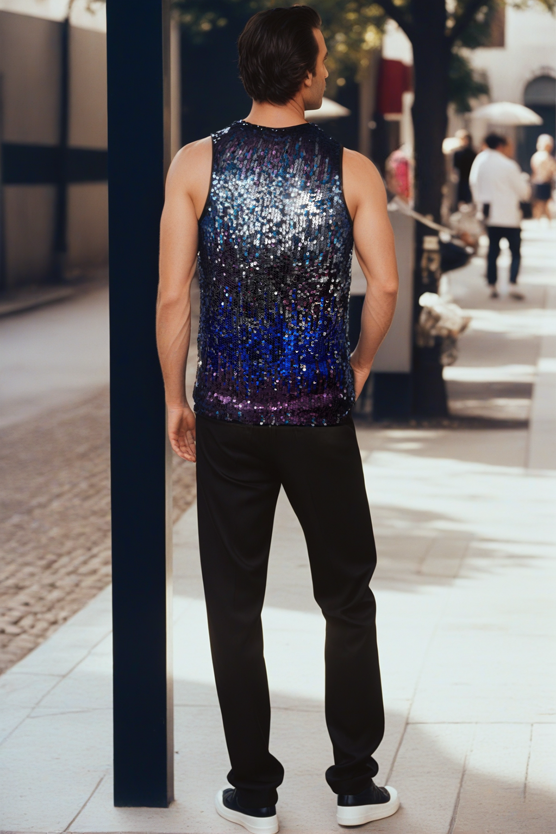 Men's Stylish Sequin Sleeveless Shirt