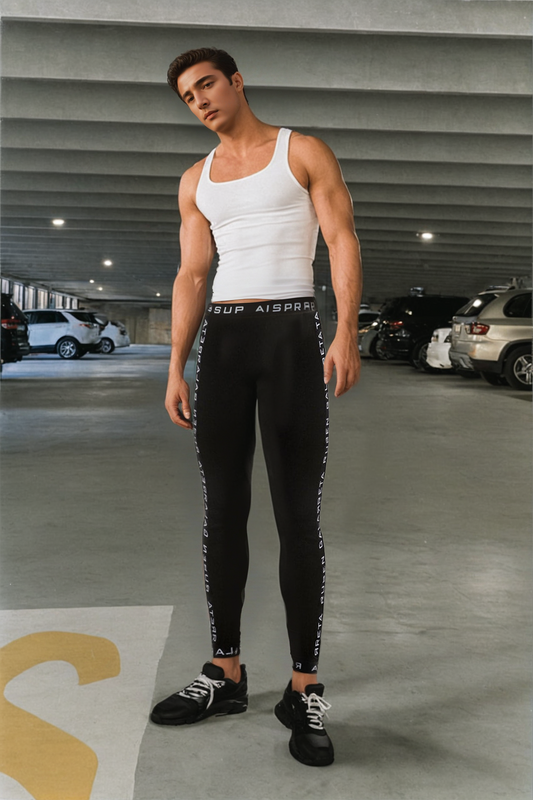 Fabpride Men's Athletic Leggings with Cut