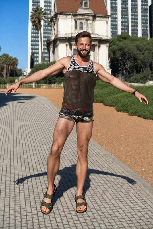 Iconic Mesh Tank Top (See Trough) Grey camo