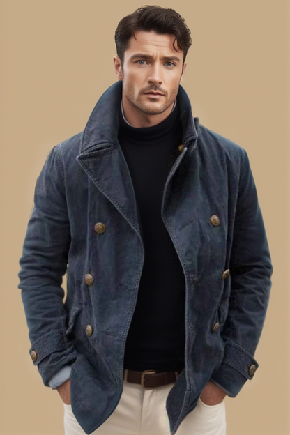 Men's Double Breasted Long Sleeve Coat