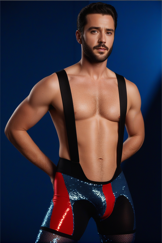 Fabpride Men's Bold Sequin Suspender Shorts