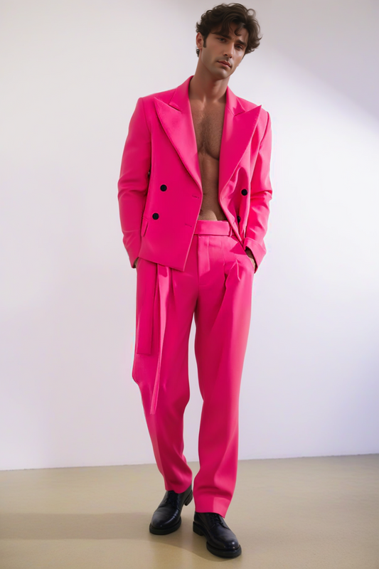 Men's Fashion-Forward Pink Suit