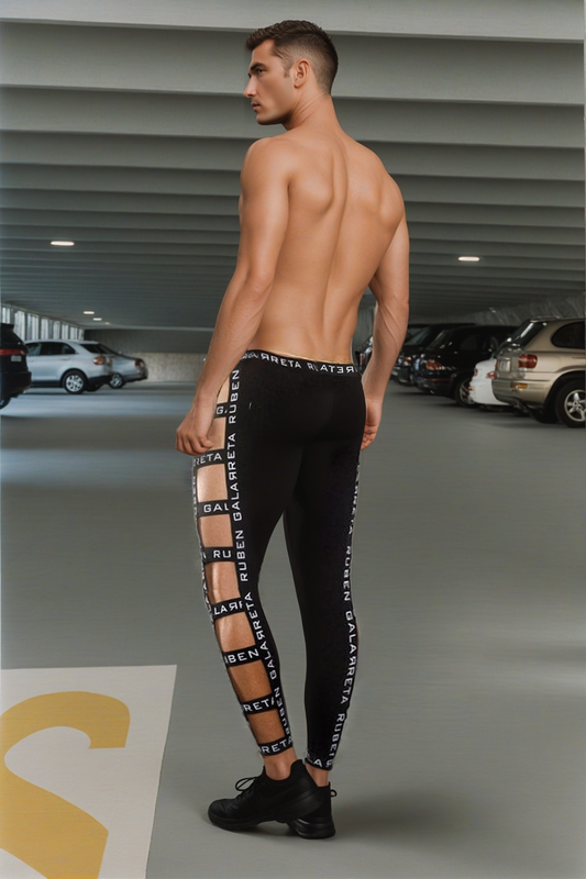 EXCESS BLACK STRAPPED PANTS