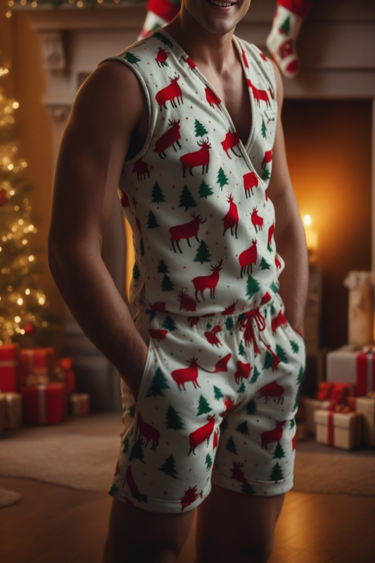 Fabpride Men's Holiday Reindeer Sleeveless Set