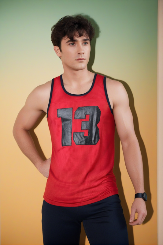 13 Red Linebacker Tank Top