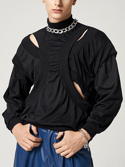 Men's Unique Patchwork Turtleneck Top