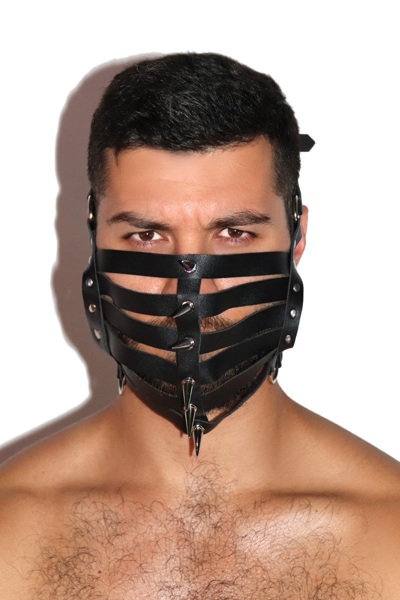 Halloween Spike Rivet Studded PU Leather Mask Accessory