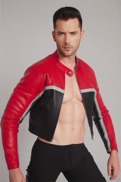 Fabpride Men's Red and Black Bold Jacket