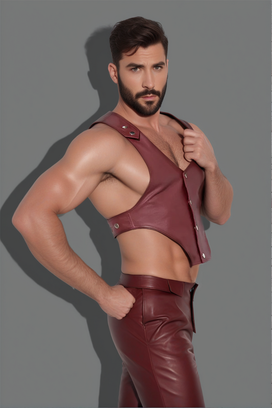 Bold Red Leather Vest