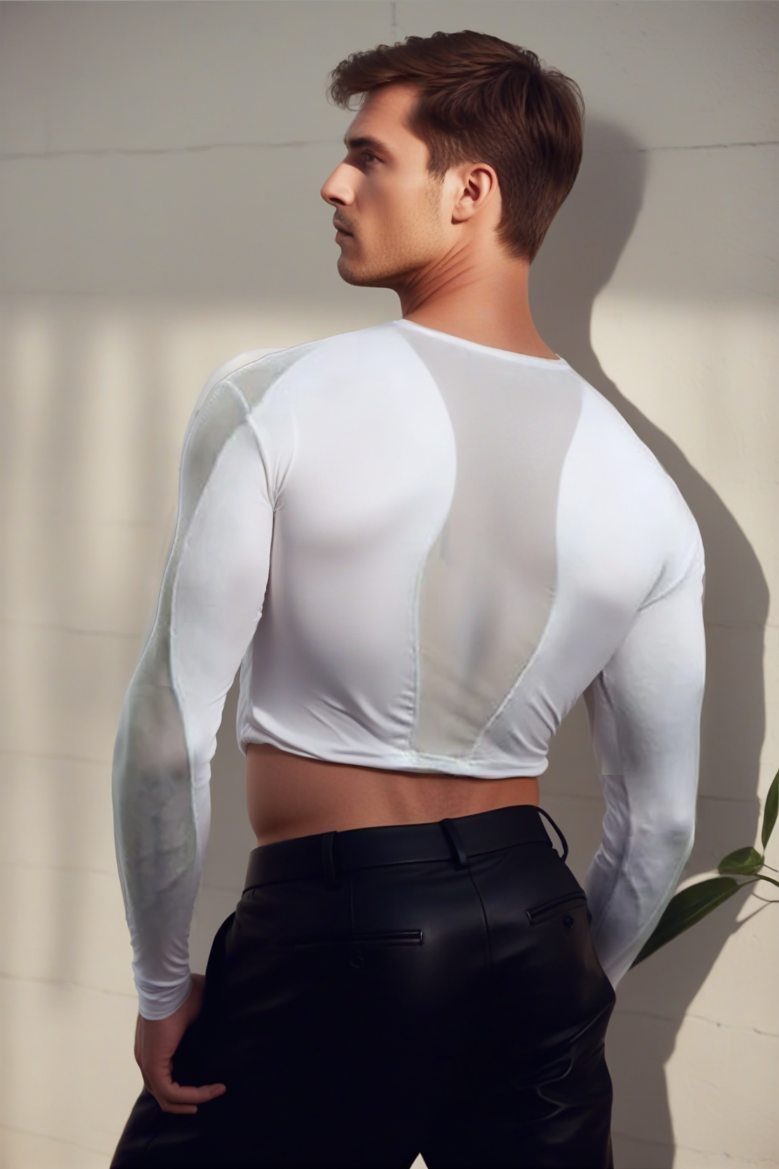 See-Through Mesh Patchwork Slim Fit Crop Top