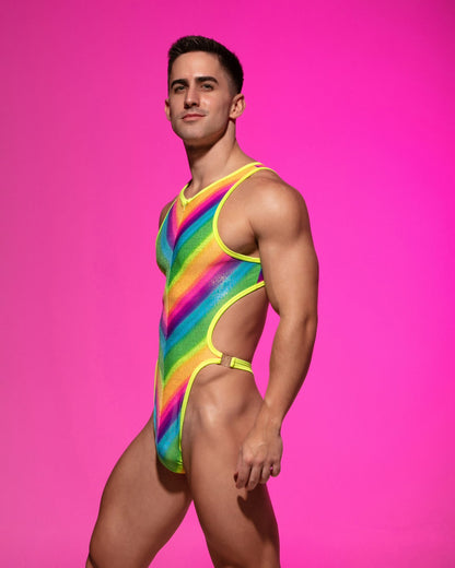 Rainbow Clip-On Pride Bodysuit: Flaunt Your Colors with Confidence!