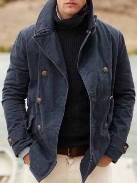 Men's Double Breasted Long Sleeve Coat