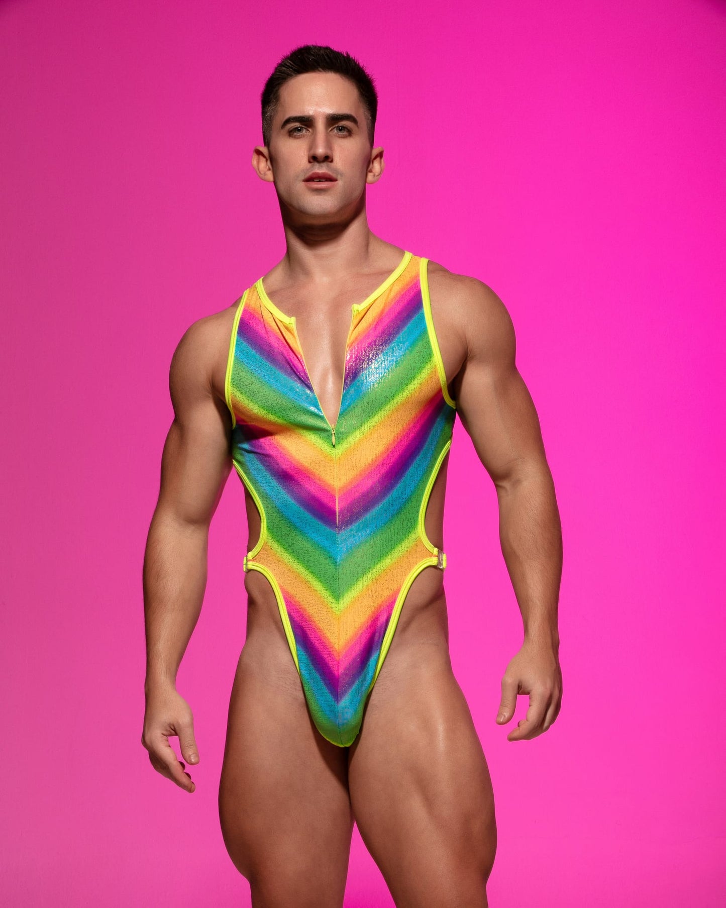 Rainbow Clip-On Pride Bodysuit: Flaunt Your Colors with Confidence!