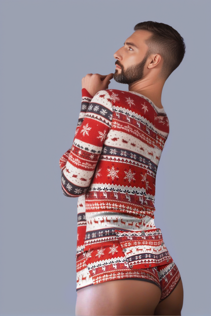 Festive Reindeer Knit Christmas Romper