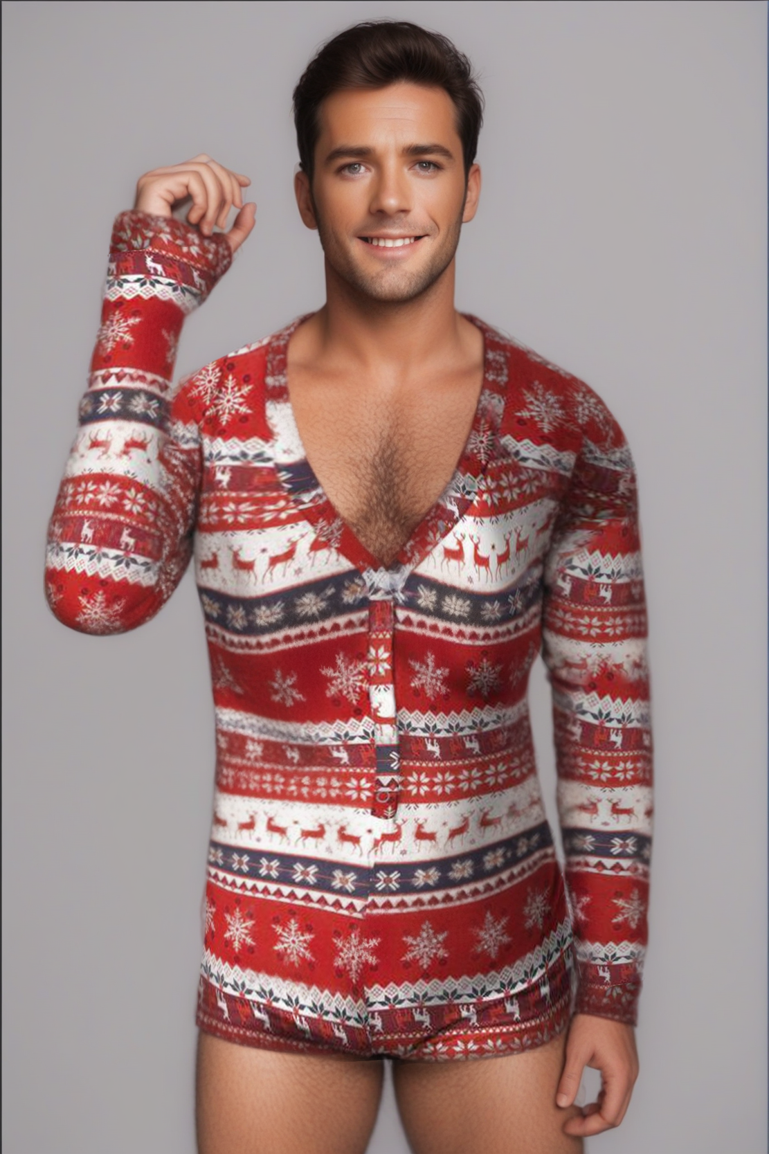 Festive Reindeer Knit Christmas Romper