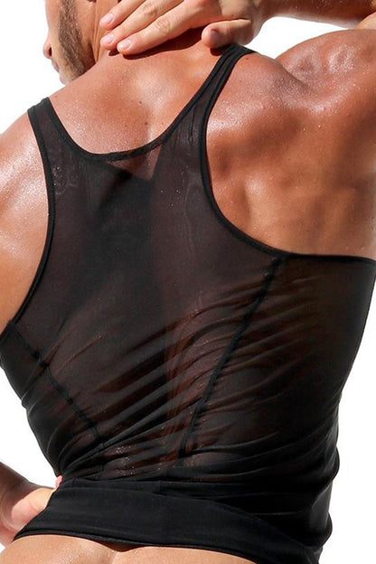 Sheer Mesh Slim Fit Stretchy Tank Top