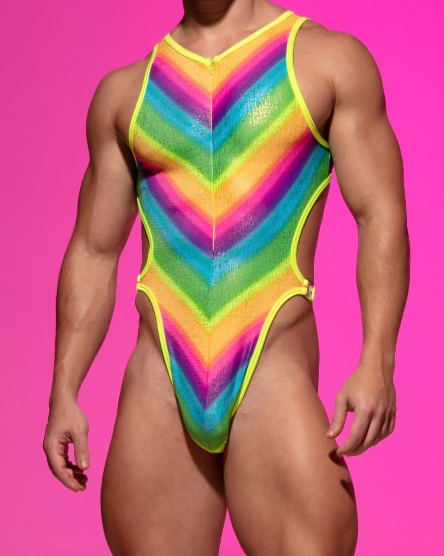 Rainbow Clip-On Pride Bodysuit: Flaunt Your Colors with Confidence!