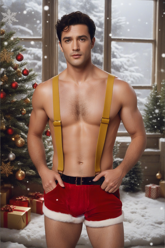 Fabpride Men's Festive Santa Suspenders Outfit